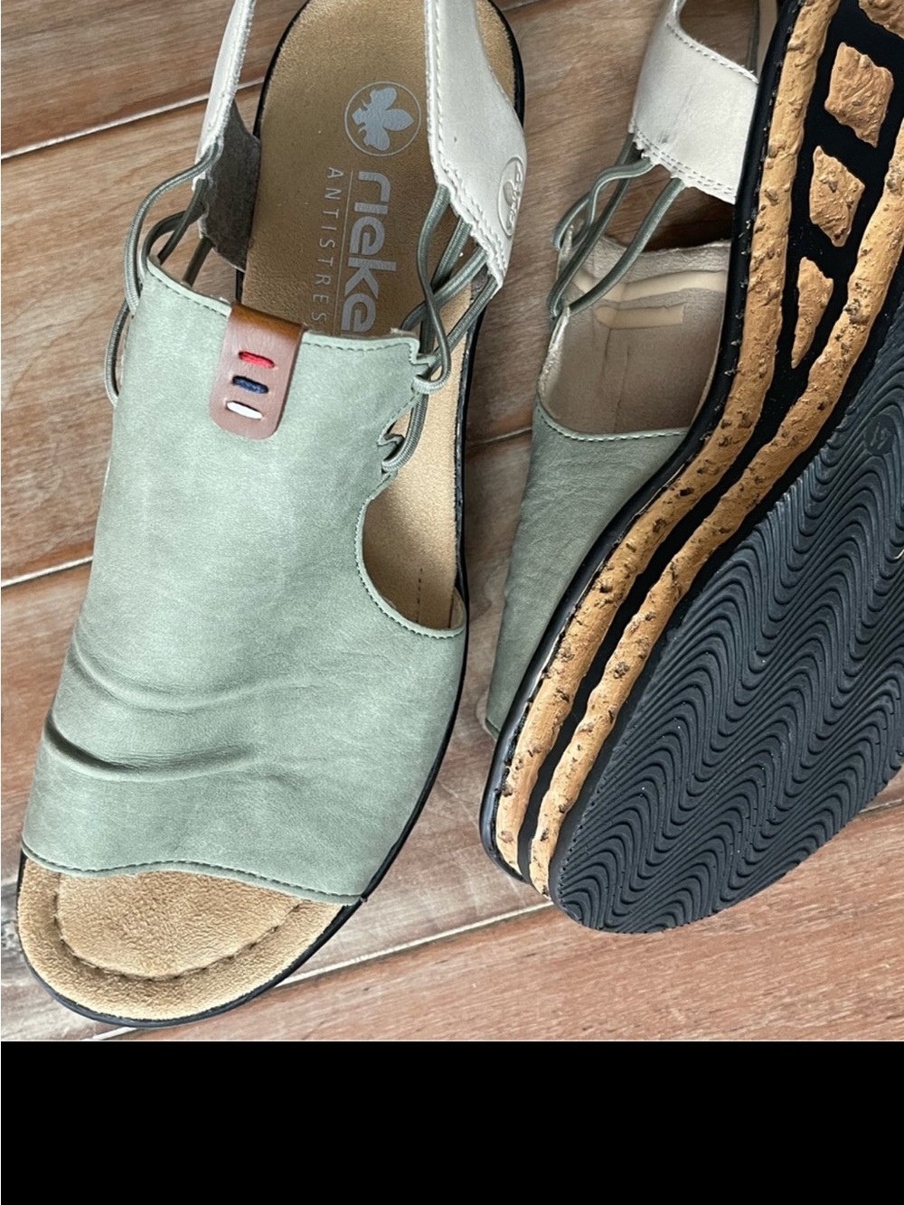 Rieker Sage Green Open Toe Slingback Sandals